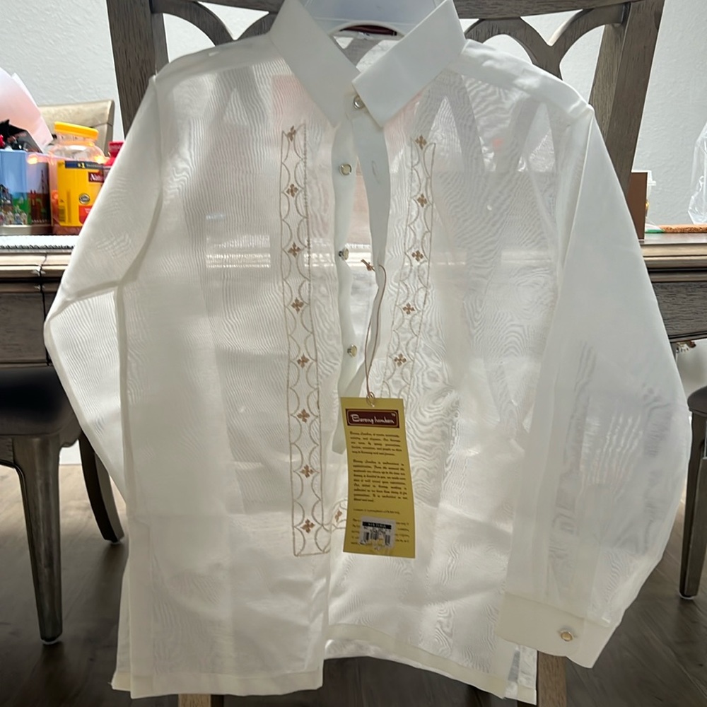 Size 12, Traditional Filipino First Communion Shirt